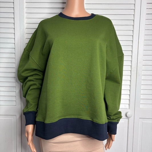 *New* WEWOREWHAT Colorblocked Crewneck Sweatshirt In Green Size Large