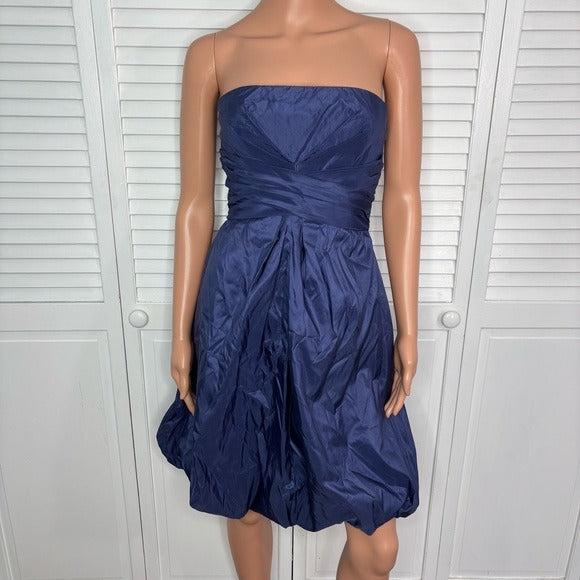 DONNA RICCO Silk Strapless Bubble Hem Formal Dress in Periwinkle Size 2