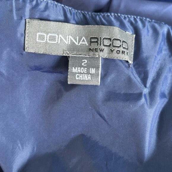 DONNA RICCO Silk Strapless Bubble Hem Formal Dress in Periwinkle Size 2
