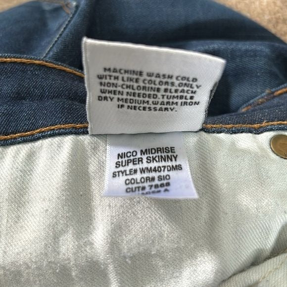 HUDSON Nico Midrise Super Skinny Blue Jeans Size 28