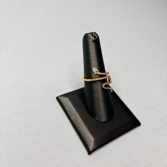 NEW ADORNIA 14K Gold Plated Swarovski Crystal Accented Winding Snake Ring Size 7