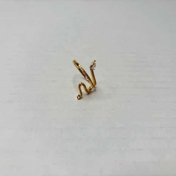 NEW ADORNIA 14K Gold Plated Swarovski Crystal Accented Winding Snake Ring Size 7