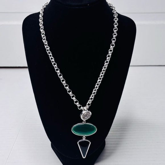 ARTISAN COLLECTION OF INDIA Sterling Silver Onyx Crystal Necklace