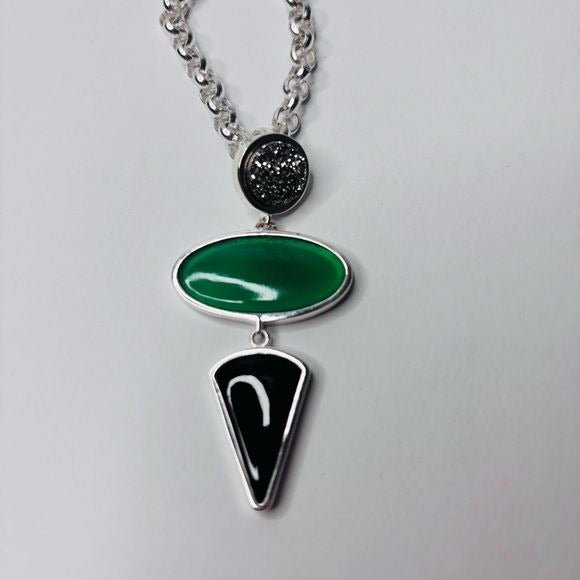 ARTISAN COLLECTION OF INDIA Sterling Silver Onyx Crystal Necklace