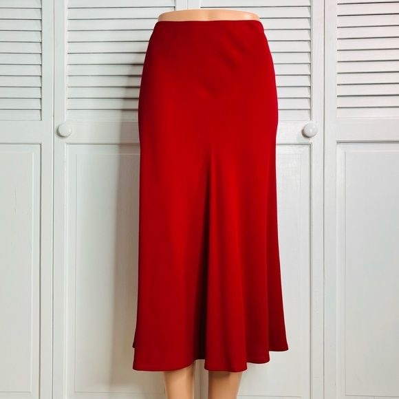 LOFT Red Flare Skirt Size 4