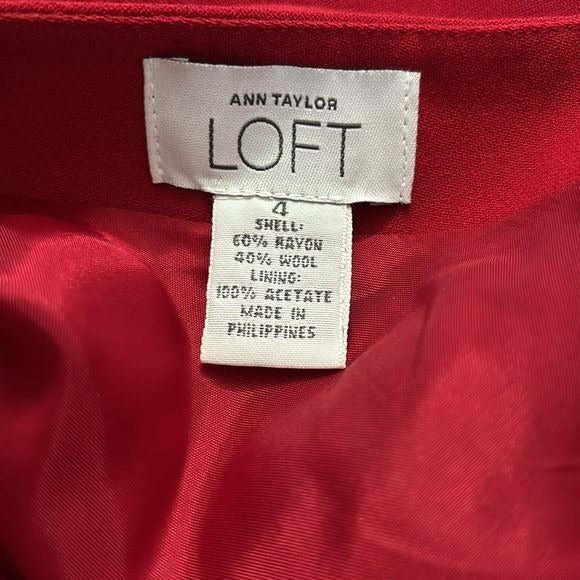 LOFT Red Flare Skirt Size 4