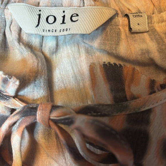 JOIE Jindrah Cotton Expresso Multi Tie Dye Blouse Size Large