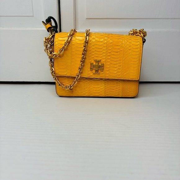 TORY BURCH Yellow Snakeskin Kira Mini Bag