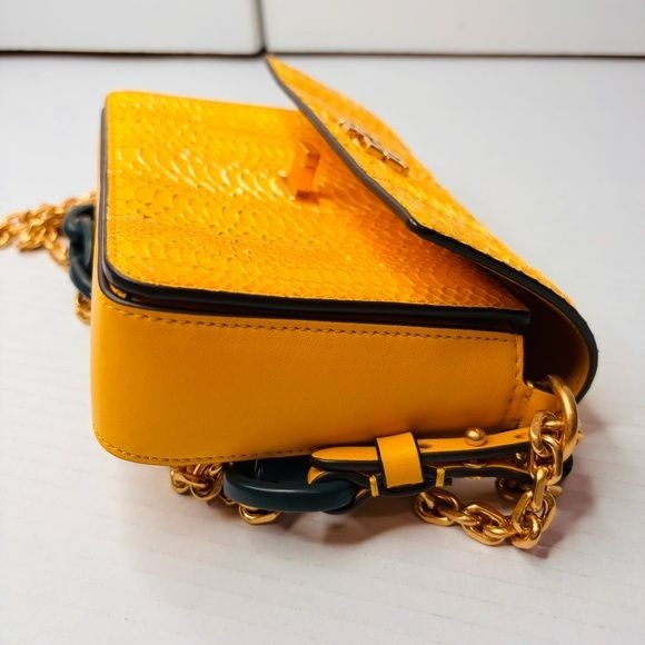 TORY BURCH Yellow Snakeskin Kira Mini Bag