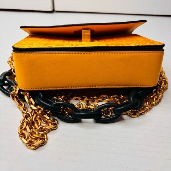 TORY BURCH Yellow Snakeskin Kira Mini Bag