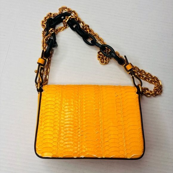 TORY BURCH Yellow Snakeskin Kira Mini Bag