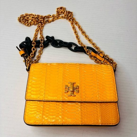 TORY BURCH Yellow Snakeskin Kira Mini Bag