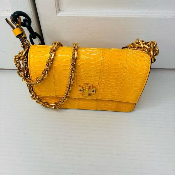 TORY BURCH Yellow Snakeskin Kira Mini Bag