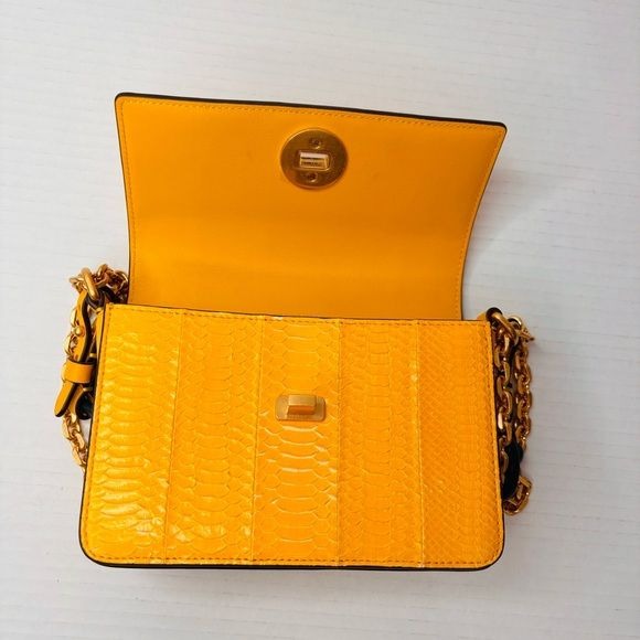 TORY BURCH Yellow Snakeskin Kira Mini Bag