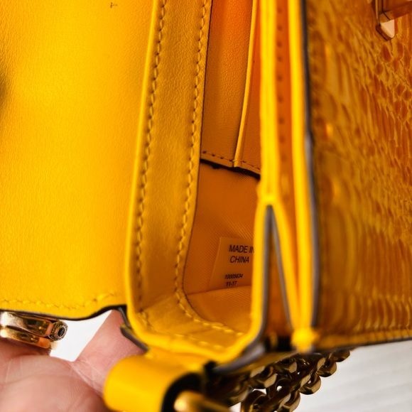 TORY BURCH Yellow Snakeskin Kira Mini Bag