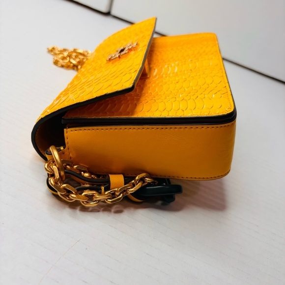 TORY BURCH Yellow Snakeskin Kira Mini Bag