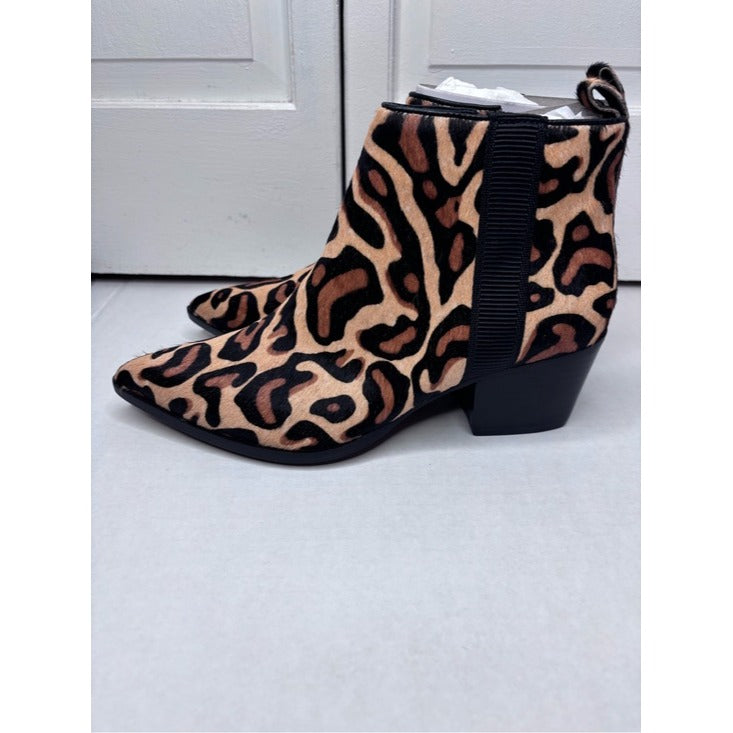 New LINEA PAOLO Sevilla II Leopard Print Calf Hair Booties Size 7.5