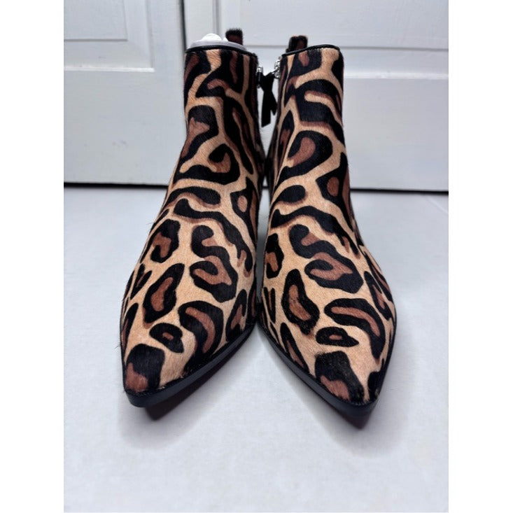 New LINEA PAOLO Sevilla II Leopard Print Calf Hair Booties Size 7.5