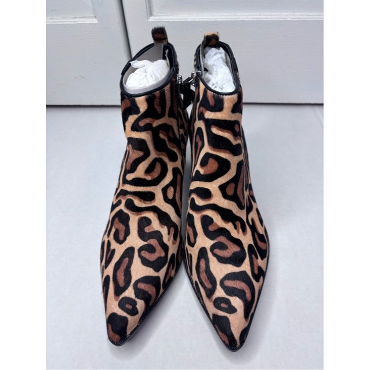 New LINEA PAOLO Sevilla II Leopard Print Calf Hair Booties Size 7.5