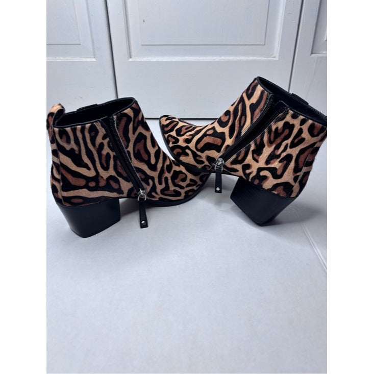 New LINEA PAOLO Sevilla II Leopard Print Calf Hair Booties Size 7.5
