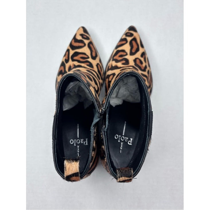 New LINEA PAOLO Sevilla II Leopard Print Calf Hair Booties Size 7.5