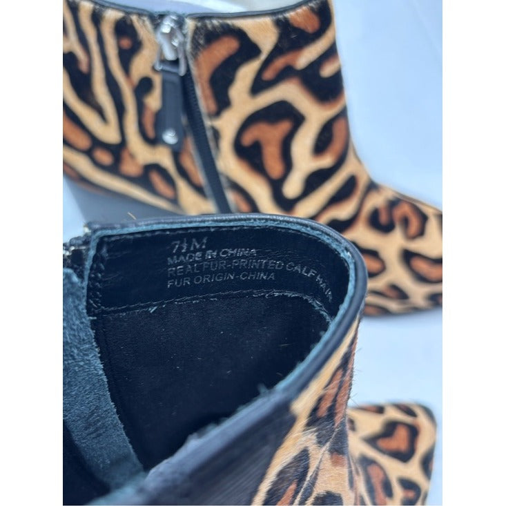New LINEA PAOLO Sevilla II Leopard Print Calf Hair Booties Size 7.5