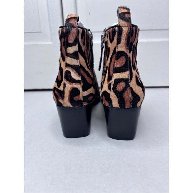 New LINEA PAOLO Sevilla II Leopard Print Calf Hair Booties Size 7.5
