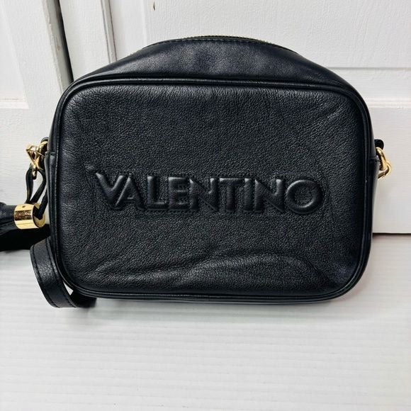 VALENTINO BY MARIO VALENTINO Black Mia Logo Embossed Shoulder Bag