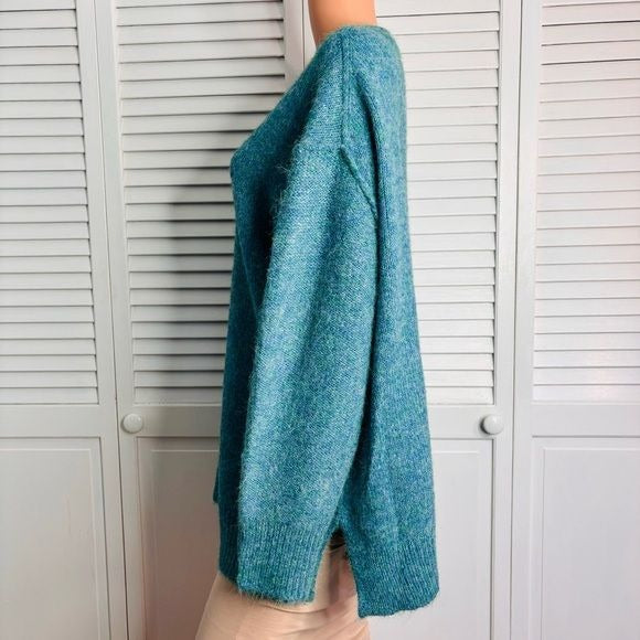 *NEW* TOPSHOP Teal Longline Exposed Seam Fluffy Sweater Size Small