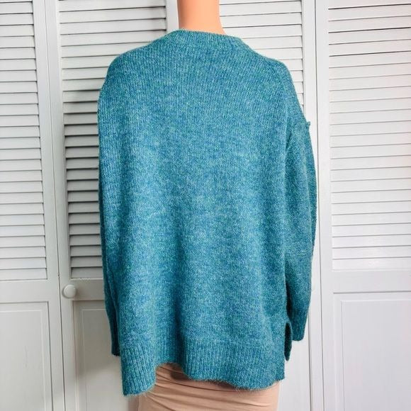 *NEW* TOPSHOP Teal Longline Exposed Seam Fluffy Sweater Size Small