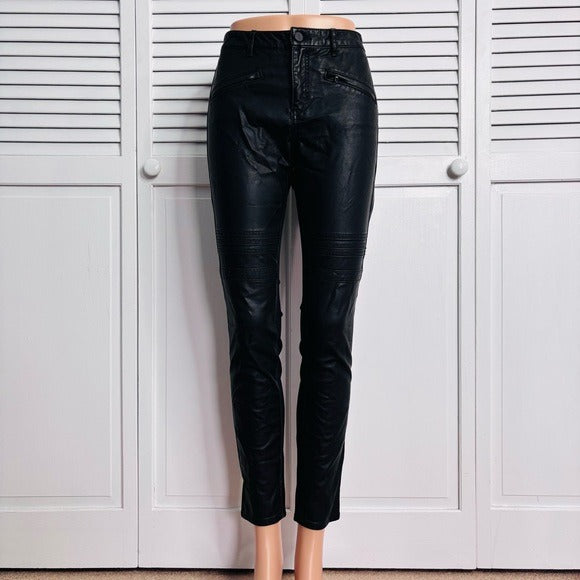 PILCRO AND THE LETTERPRESS Black Vegan Leather Moto Pants Size 29