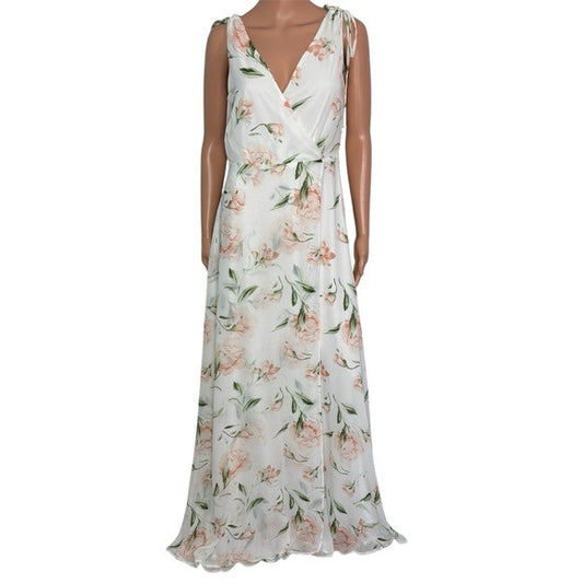New LULUS Romantic Possibilities White Floral Print Maxi Dress Size Large