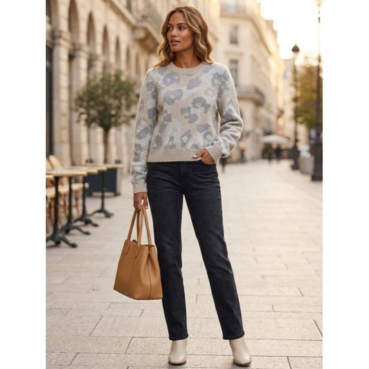 rag & bone Leopard Print Mohair Blend Crewneck Sweater Size Medium