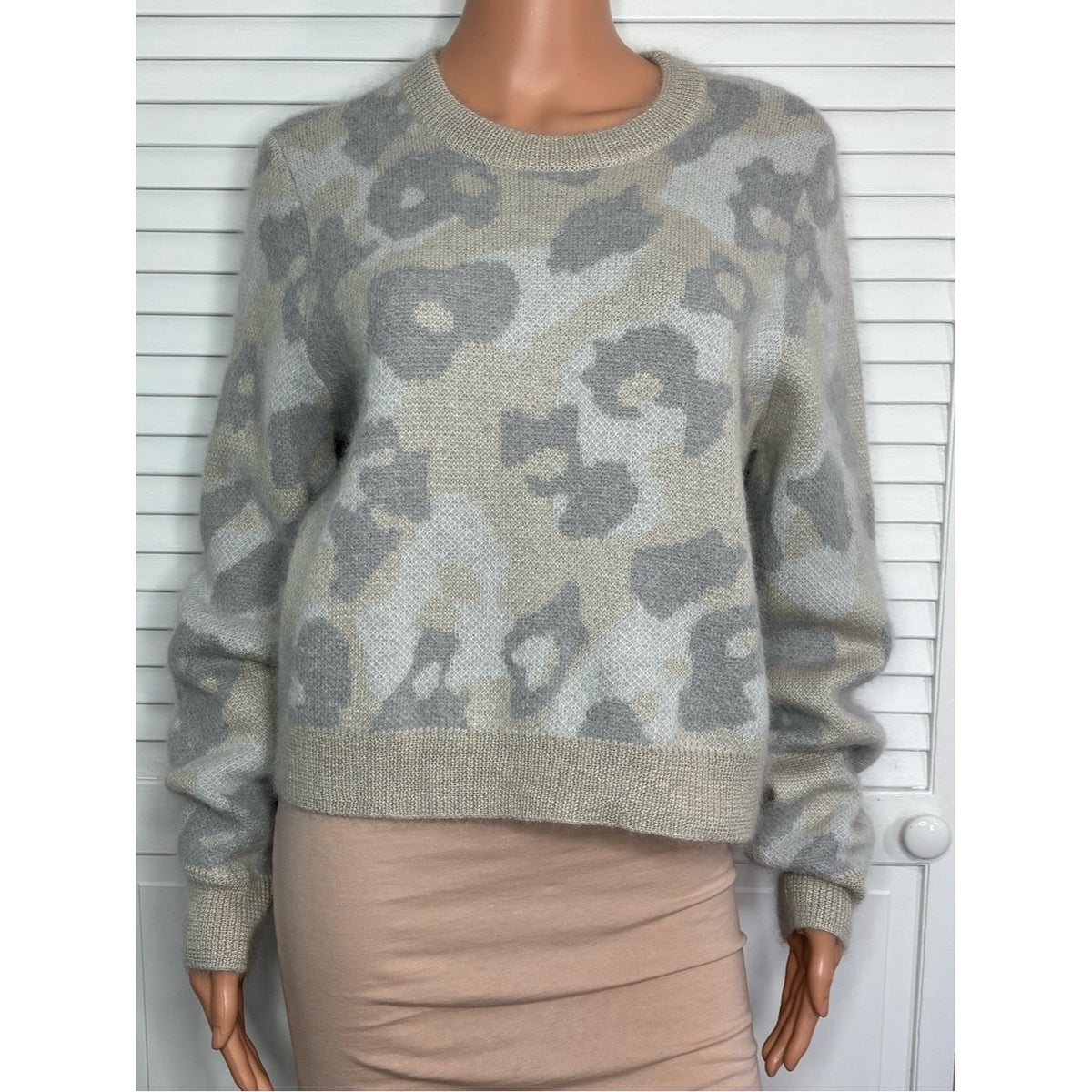 rag & bone Leopard Print Mohair Blend Crewneck Sweater Size Medium