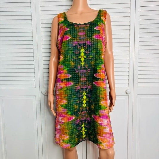 OLEG CASSINI Multicolor Watercolor Sleeveless Dress Size 12