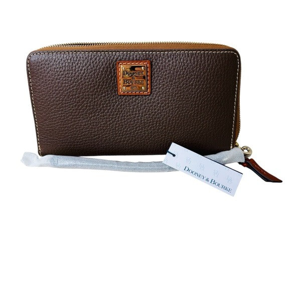 New DOONEY & BOURKE Pebble Grain Zip Clutch in Mushroom