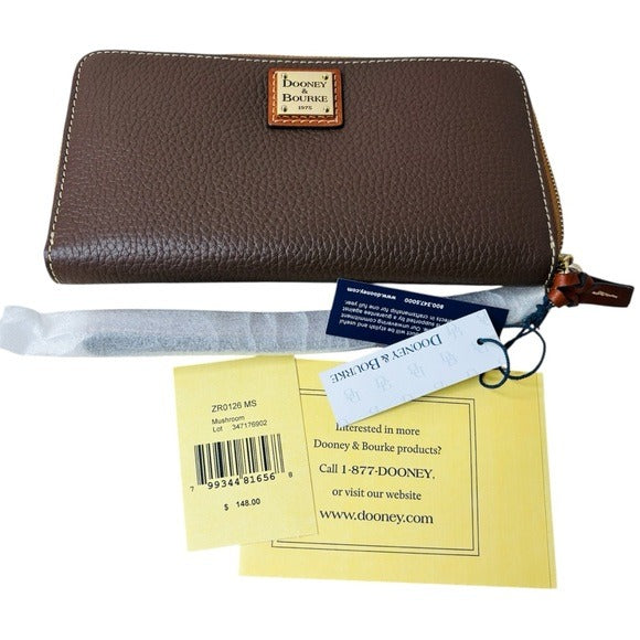 New DOONEY & BOURKE Pebble Grain Zip Clutch in Mushroom