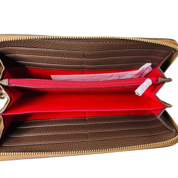 New DOONEY & BOURKE Pebble Grain Zip Clutch in Mushroom