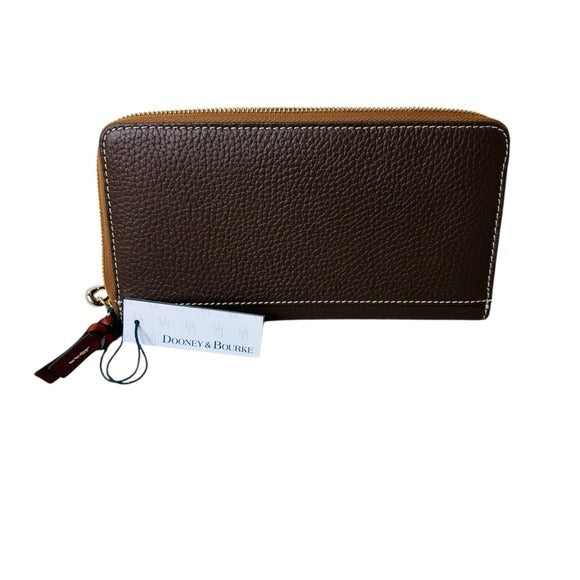 New DOONEY & BOURKE Pebble Grain Zip Clutch in Mushroom