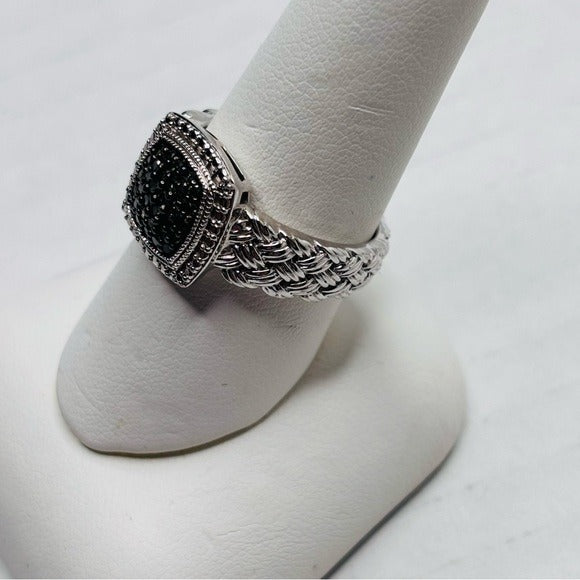 AFFINITY Vintage 925 Sterling Silver Pave Green Diamond Ring Size 8