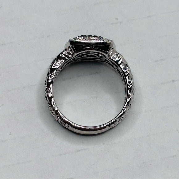 AFFINITY Vintage 925 Sterling Silver Pave Green Diamond Ring Size 8