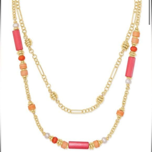 *New* KENDRA SCOTT Rachel Gold Pink Multi Strand Necklace