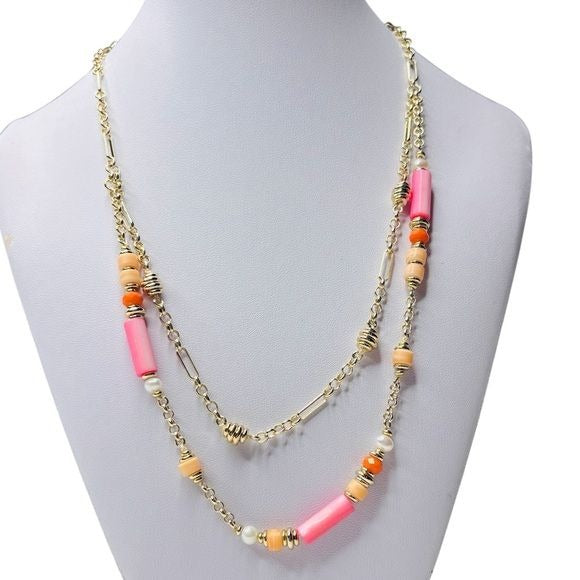 *New* KENDRA SCOTT Rachel Gold Pink Multi Strand Necklace