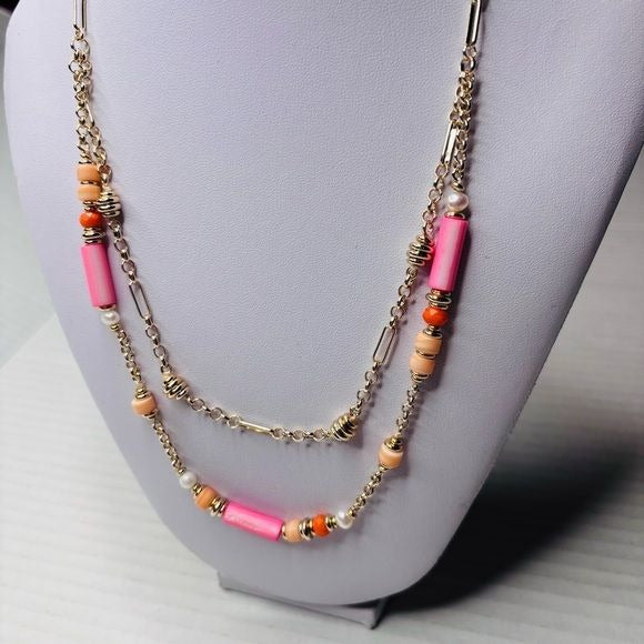 *New* KENDRA SCOTT Rachel Gold Pink Multi Strand Necklace