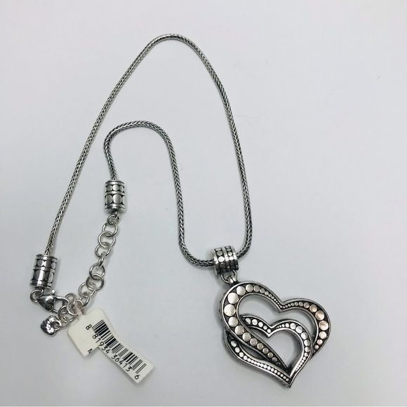 *NEW* BRIGHTON Silver Double Heart Layered Pendant Necklace