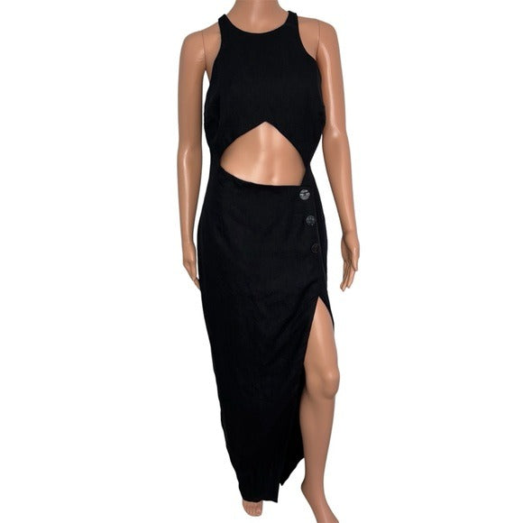 NEW RUMER Harper Midi Dress in Black Size Medium