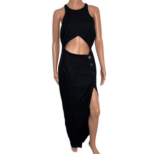 NEW RUMER Harper Midi Dress in Black Size Medium