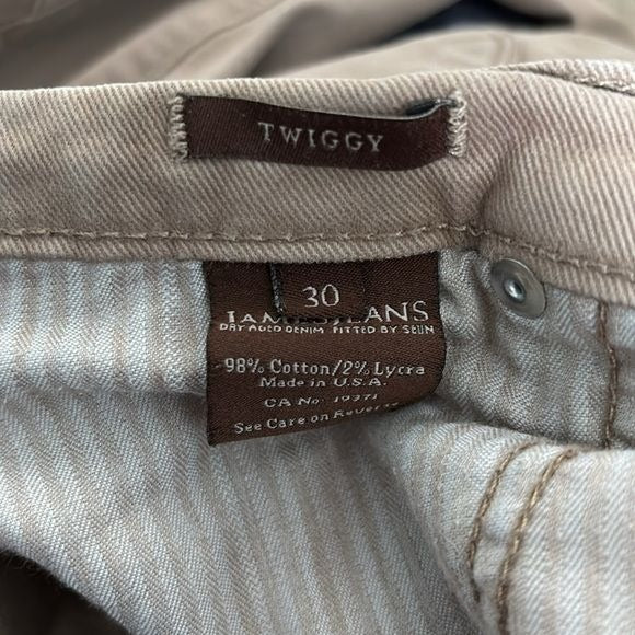 JAMES JEANS Tan Twiggy Jeans Size 30