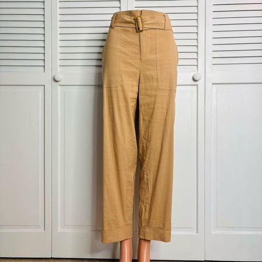 VINCE Natural Linen Blend Cropped Pants Size Medium