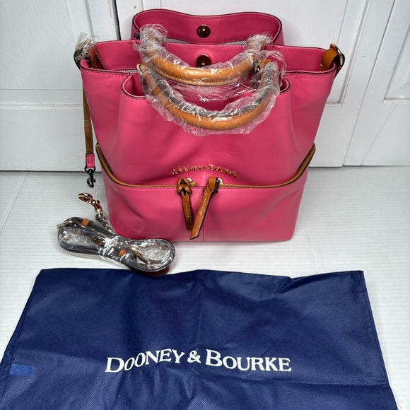 New DOONEY & BOURKE Dawson Leather Bucket Bag in Bubble Gum